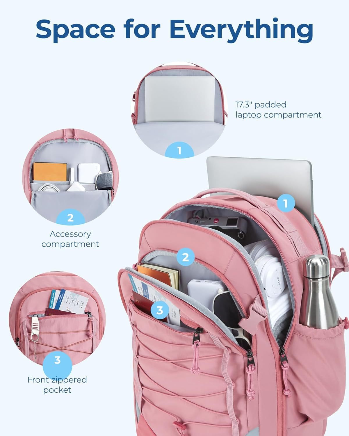 30L Travel Backpack, 15.6 Inch Carry On Backpack Flight Approved, Water Resistant Weekender Bag Daypack, Camel