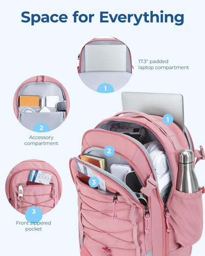 30L Travel Backpack, 15.6 Inch Carry On Backpack Flight Approved, Water Resistant Weekender Bag Daypack, Camel