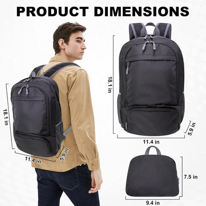20L lightweight packable Hiking Daypack Foldable Backpack for Men Women Small Travel Outdoor Foldable Shoulder Bag-dark blue