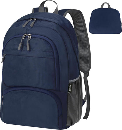 20L lightweight packable Hiking Daypack Foldable Backpack for Men Women Small Travel Outdoor Foldable Shoulder Bag-dark blue
