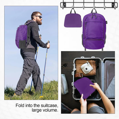 20L lightweight packable Hiking Daypack Foldable Backpack for Men Women Small Travel Outdoor Foldable Shoulder Bag-dark blue