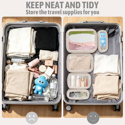 5PCS Diaper Bag Organizer Pouch, Clear TPU Waterproof Organizer Zipper Bags, Cosmetic Bag Set, TSA Approved Toiletry Bags, Travel Organizer Bag for Kids and Women