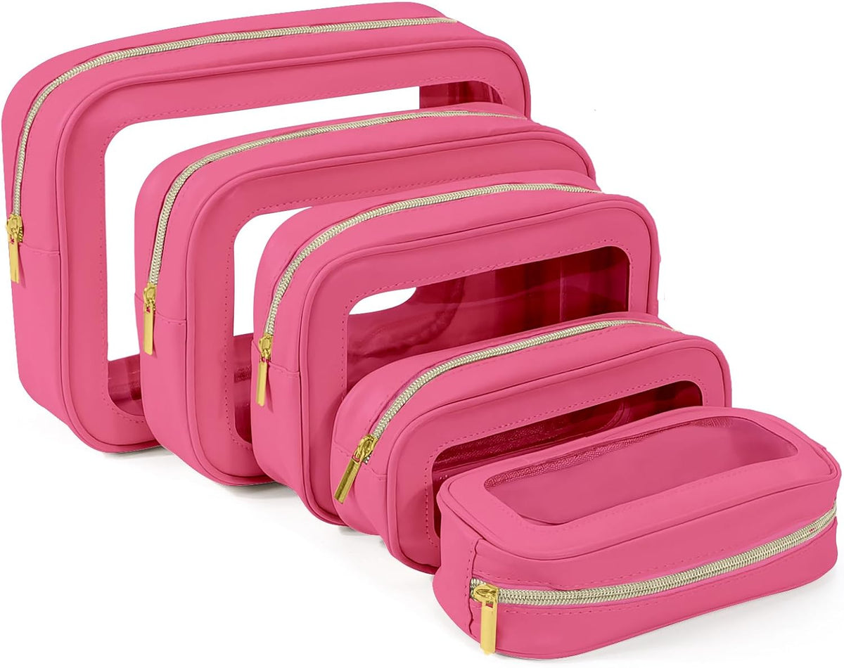 5PCS Diaper Bag Organizer Pouch, Clear TPU Waterproof Organizer Zipper Bags, Cosmetic Bag Set, TSA Approved Toiletry Bags, Travel Organizer Bag for Kids and Women