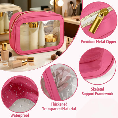 5PCS Diaper Bag Organizer Pouch, Clear TPU Waterproof Organizer Zipper Bags, Cosmetic Bag Set, TSA Approved Toiletry Bags, Travel Organizer Bag for Kids and Women
