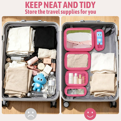 5PCS Diaper Bag Organizer Pouch, Clear TPU Waterproof Organizer Zipper Bags, Cosmetic Bag Set, TSA Approved Toiletry Bags, Travel Organizer Bag for Kids and Women
