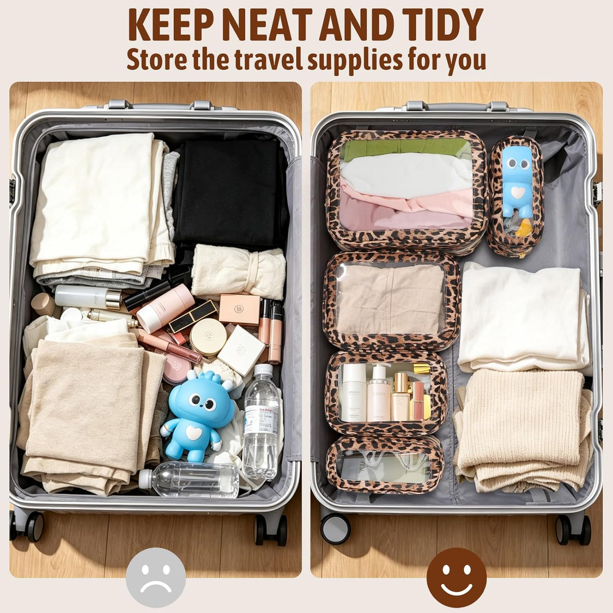 5PCS Diaper Bag Organizer Pouch, Clear TPU Waterproof Organizer Zipper Bags, Cosmetic Bag Set, TSA Approved Toiletry Bags, Travel Organizer Bag for Kids and Women