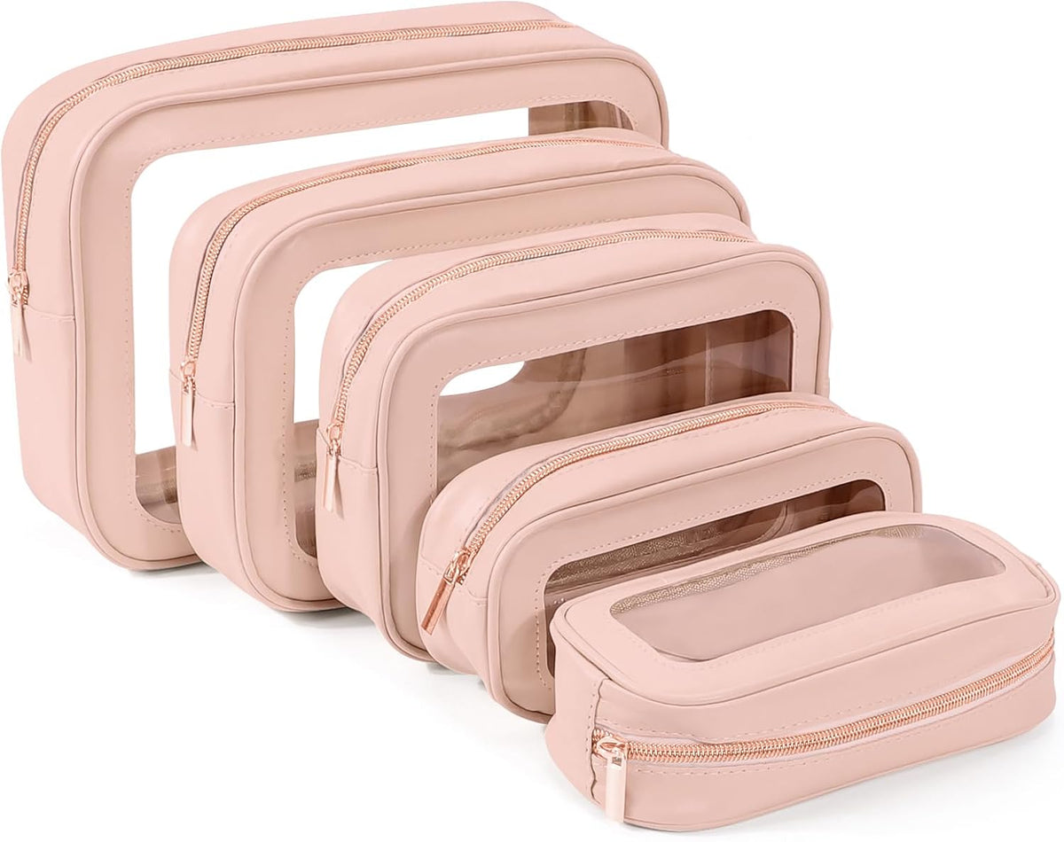 5PCS Diaper Bag Organizer Pouch, Clear TPU Waterproof Organizer Zipper Bags, Cosmetic Bag Set, TSA Approved Toiletry Bags, Travel Organizer Bag for Kids and Women