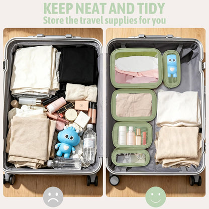 5PCS Diaper Bag Organizer Pouch, Clear TPU Waterproof Organizer Zipper Bags, Cosmetic Bag Set, TSA Approved Toiletry Bags, Travel Organizer Bag for Kids and Women