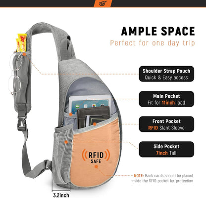 Sling Bag RFID Crossbody Sling Backpack Cross Body Shoulder Travel Bag Hiking Daypack for Women Men(Blue)