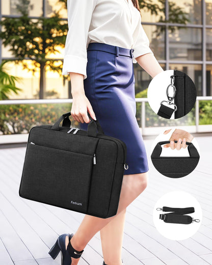 15.6 16 Inch Laptop Case Bag for Women Men Compatible with MacBook Pro M5/HP OmniBook Omen Envy/Lenovo Yoga IdealPad/Dell Pro Inspiron, Carrying Briefcase Computer Messenger Bag Case, Grey