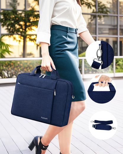 15.6 16 Inch Laptop Case Bag for Women Men Compatible with MacBook Pro M5/HP OmniBook Omen Envy/Lenovo Yoga IdealPad/Dell Pro Inspiron, Carrying Briefcase Computer Messenger Bag Case, Grey