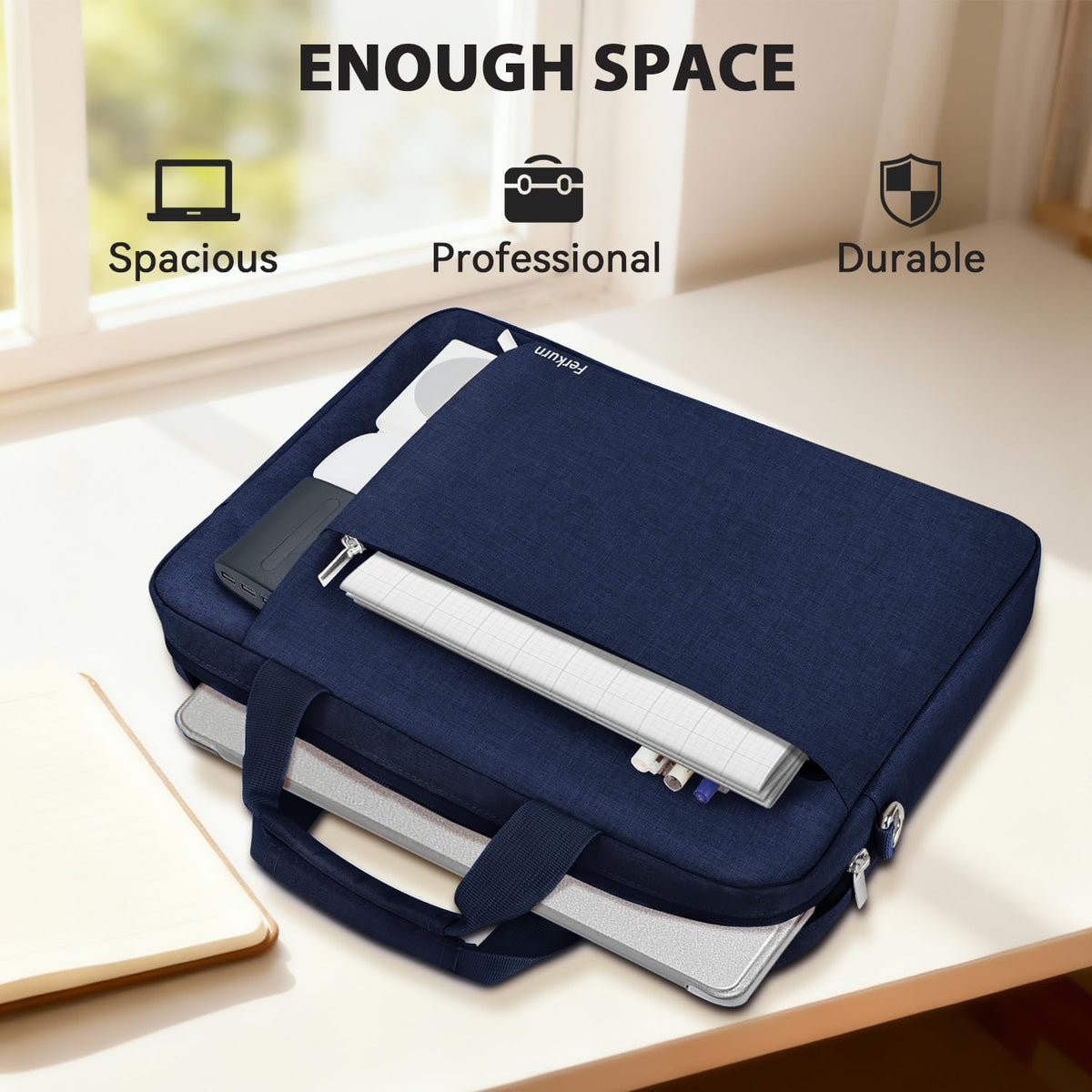 15.6 16 Inch Laptop Case Bag for Women Men Compatible with MacBook Pro M5/HP OmniBook Omen Envy/Lenovo Yoga IdealPad/Dell Pro Inspiron, Carrying Briefcase Computer Messenger Bag Case, Grey