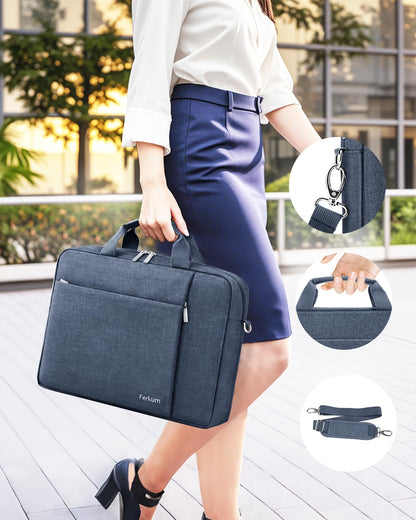 15.6 16 Inch Laptop Case Bag for Women Men Compatible with MacBook Pro M5/HP OmniBook Omen Envy/Lenovo Yoga IdealPad/Dell Pro Inspiron, Carrying Briefcase Computer Messenger Bag Case, Grey