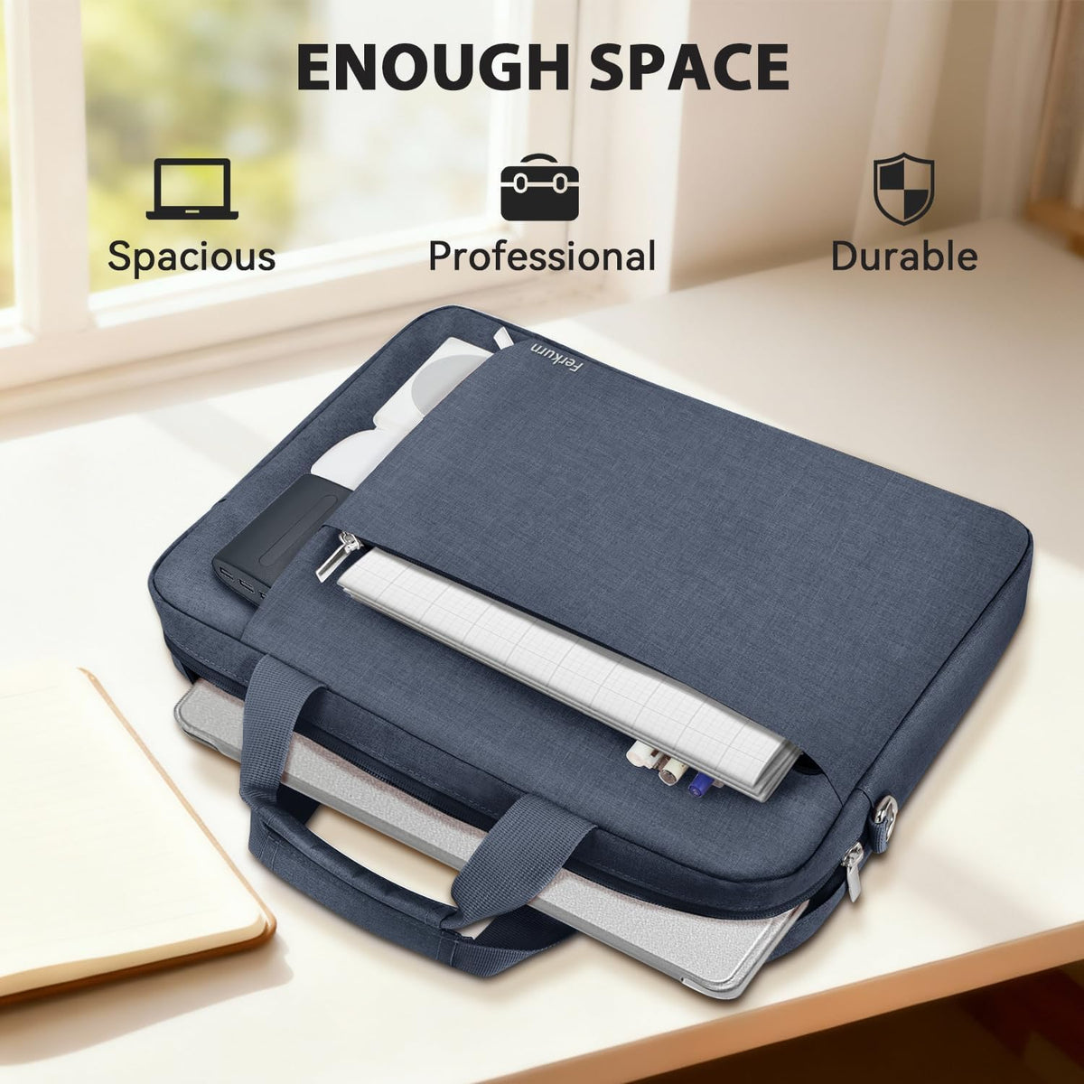 15.6 16 Inch Laptop Case Bag for Women Men Compatible with MacBook Pro M5/HP OmniBook Omen Envy/Lenovo Yoga IdealPad/Dell Pro Inspiron, Carrying Briefcase Computer Messenger Bag Case, Grey