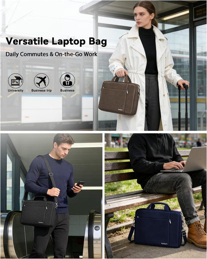 15.6 16 Inch Laptop Case Bag for Women Men Compatible with MacBook Pro M5/HP OmniBook Omen Envy/Lenovo Yoga IdealPad/Dell Pro Inspiron, Carrying Briefcase Computer Messenger Bag Case, Grey