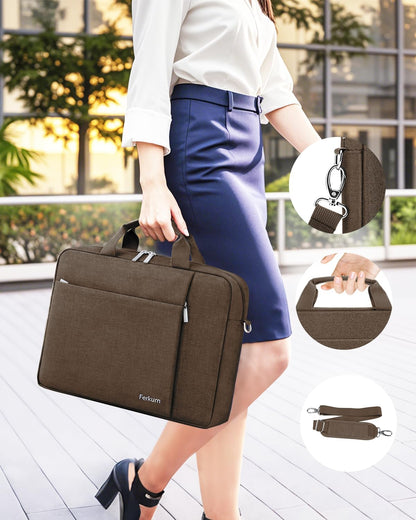 15.6 16 Inch Laptop Case Bag for Women Men Compatible with MacBook Pro M5/HP OmniBook Omen Envy/Lenovo Yoga IdealPad/Dell Pro Inspiron, Carrying Briefcase Computer Messenger Bag Case, Grey