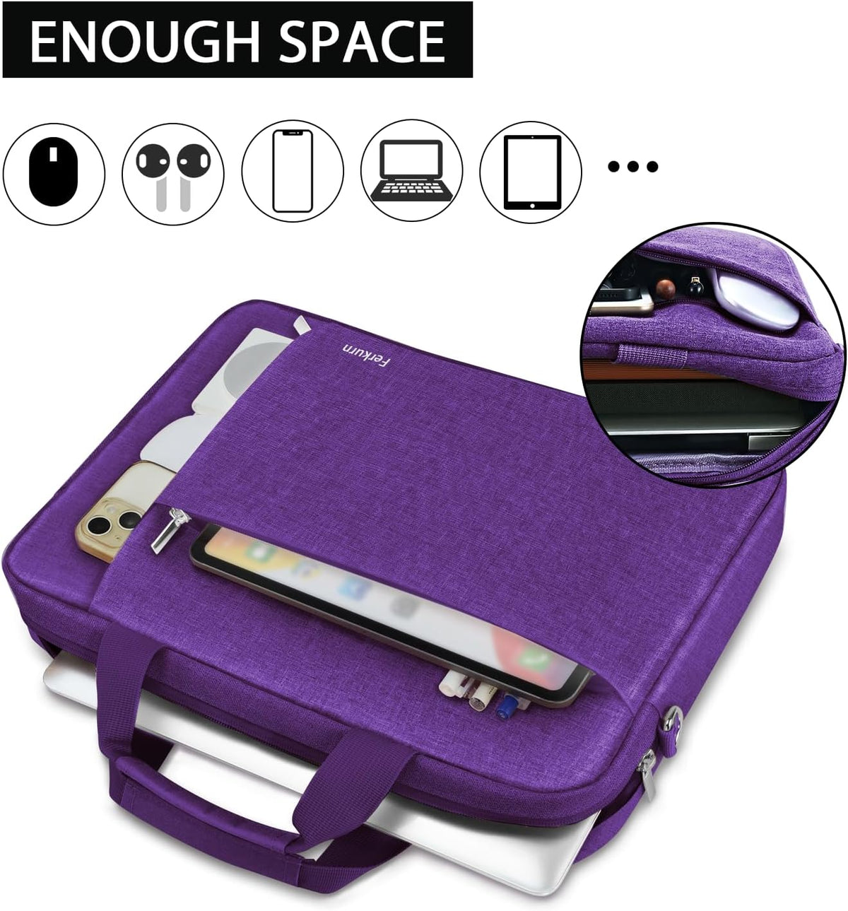 15.6 16 Inch Laptop Case Bag for Women Men Compatible with MacBook Pro M5/HP OmniBook Omen Envy/Lenovo Yoga IdealPad/Dell Pro Inspiron, Carrying Briefcase Computer Messenger Bag Case, Grey
