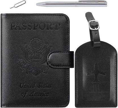 Passport Holder Cover Wallet RFID Blocking Leather Card Case Travel Accessories for Women Men (Pink)