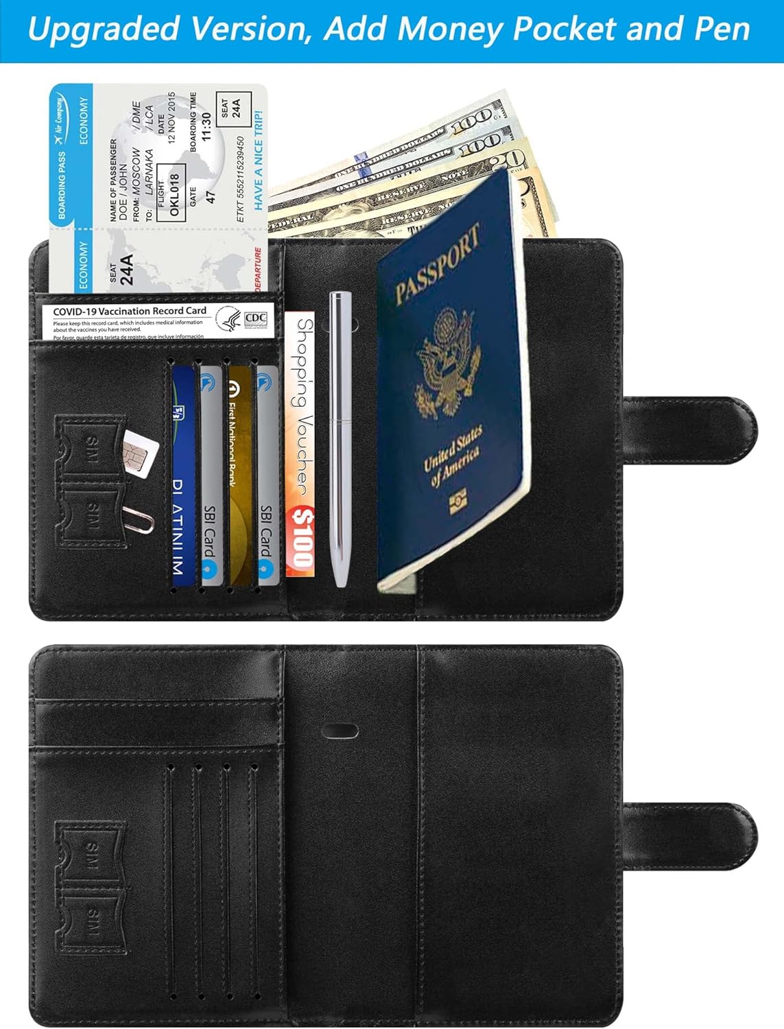 Passport Holder Cover Wallet RFID Blocking Leather Card Case Travel Accessories for Women Men (Pink)
