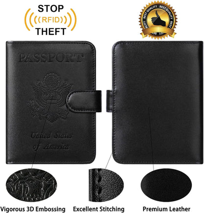 Passport Holder Cover Wallet RFID Blocking Leather Card Case Travel Accessories for Women Men (Pink)
