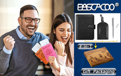 Passport Holder Cover Wallet RFID Blocking Leather Card Case Travel Accessories for Women Men (Pink)