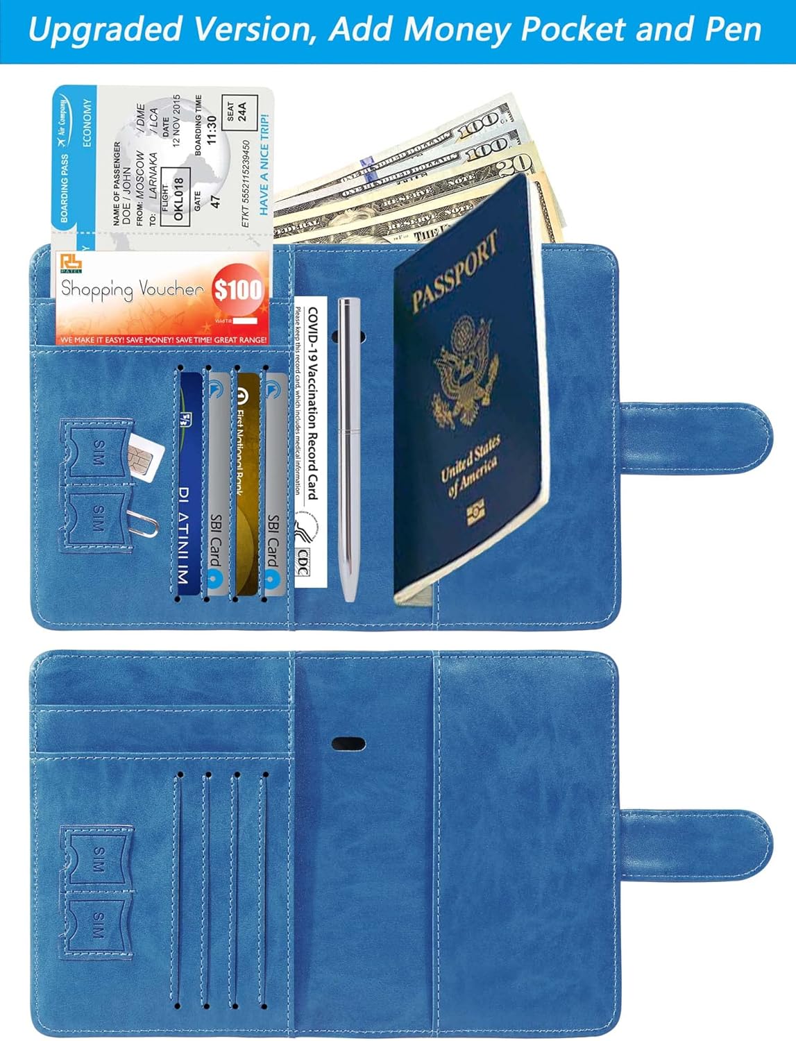 Passport Holder Cover Wallet RFID Blocking Leather Card Case Travel Accessories for Women Men (Pink)