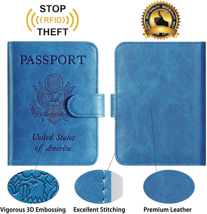 Passport Holder Cover Wallet RFID Blocking Leather Card Case Travel Accessories for Women Men (Pink)
