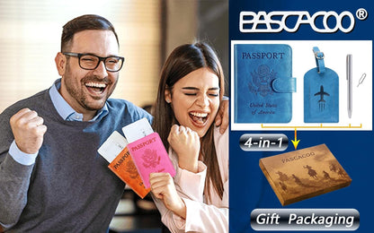 Passport Holder Cover Wallet RFID Blocking Leather Card Case Travel Accessories for Women Men (Pink)