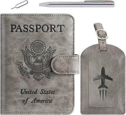 Passport Holder Cover Wallet RFID Blocking Leather Card Case Travel Accessories for Women Men (Pink)