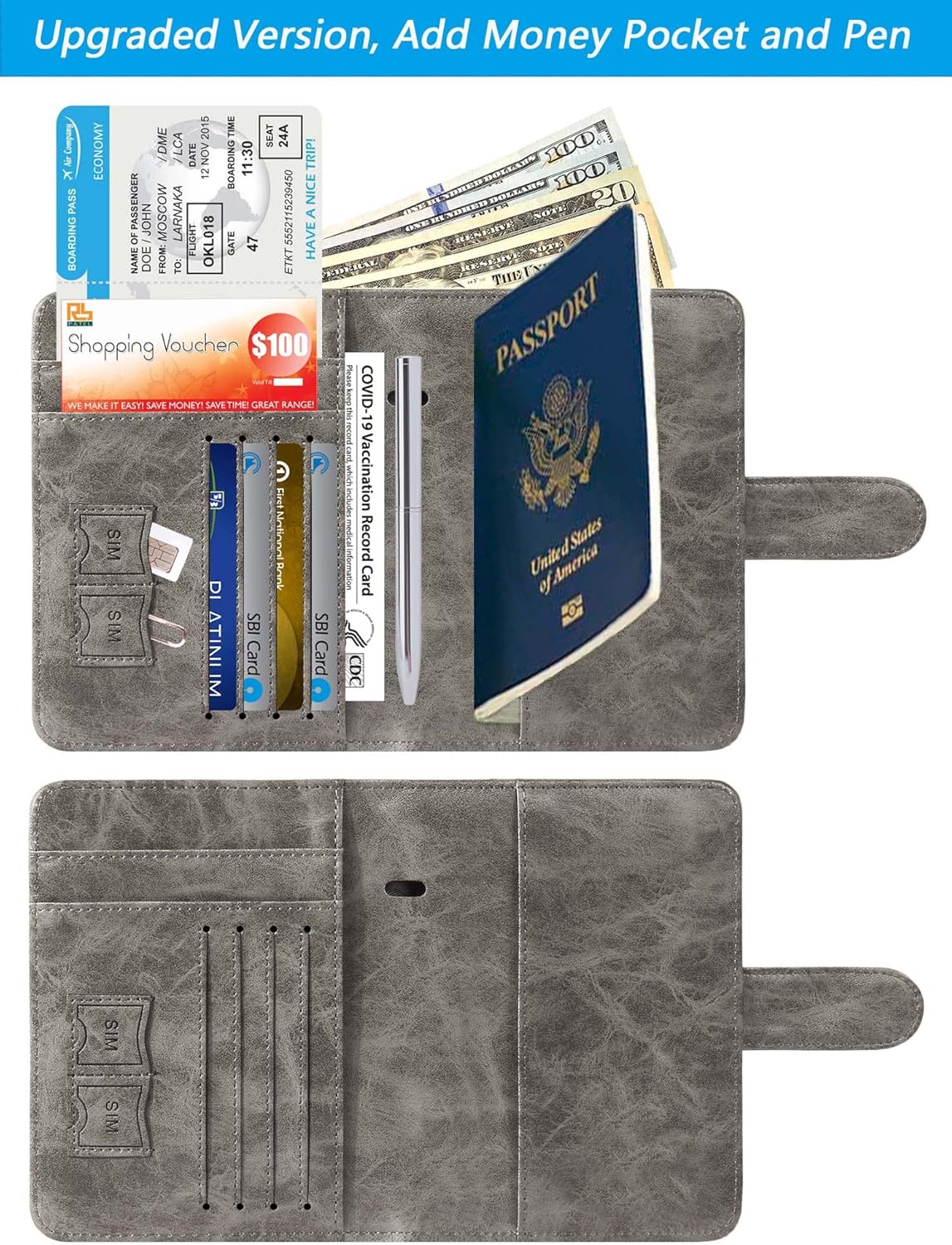 Passport Holder Cover Wallet RFID Blocking Leather Card Case Travel Accessories for Women Men (Pink)
