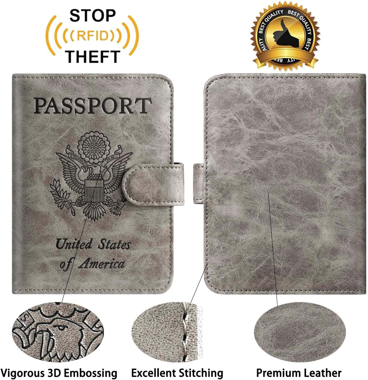 Passport Holder Cover Wallet RFID Blocking Leather Card Case Travel Accessories for Women Men (Pink)