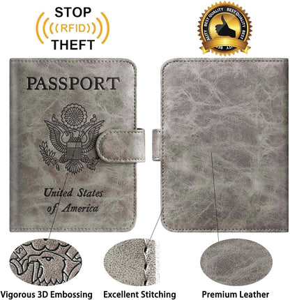 Passport Holder Cover Wallet RFID Blocking Leather Card Case Travel Accessories for Women Men (Pink)