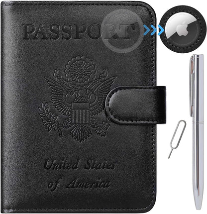 Passport Holder Cover Wallet RFID Blocking Leather Card Case Travel Accessories for Women Men (Pink)