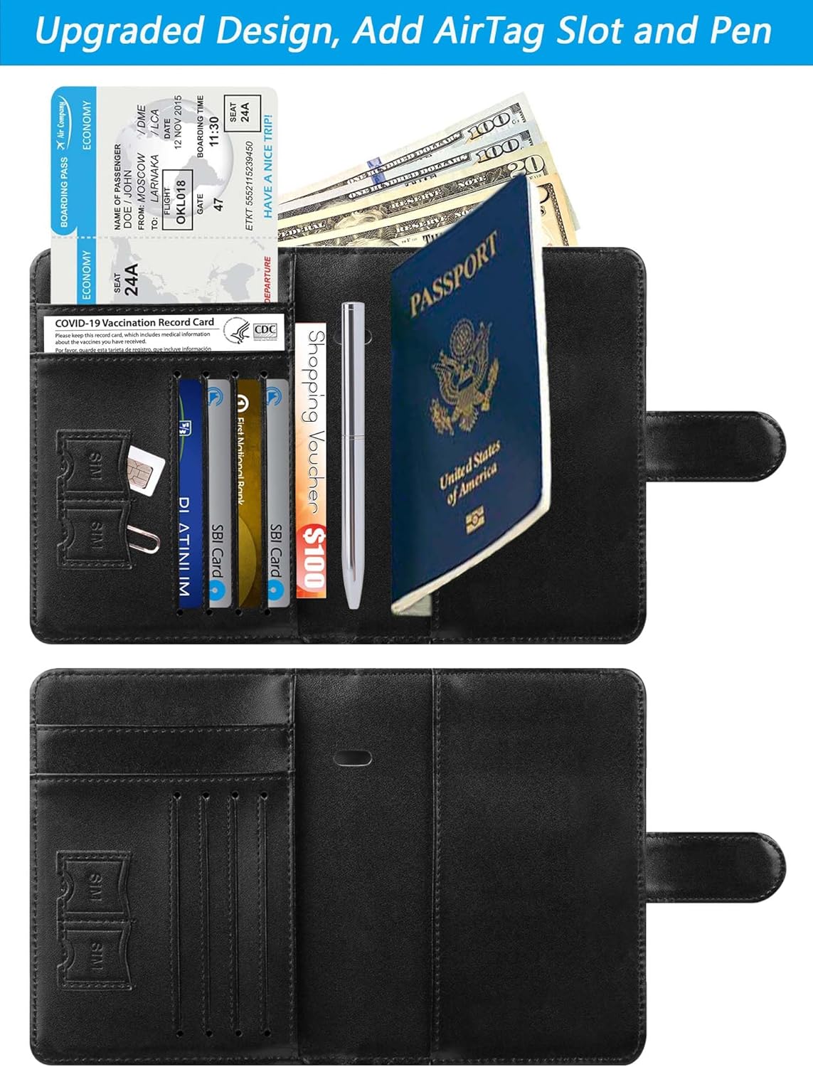 Passport Holder Cover Wallet RFID Blocking Leather Card Case Travel Accessories for Women Men (Pink)