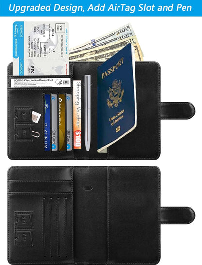 Passport Holder Cover Wallet RFID Blocking Leather Card Case Travel Accessories for Women Men (Pink)