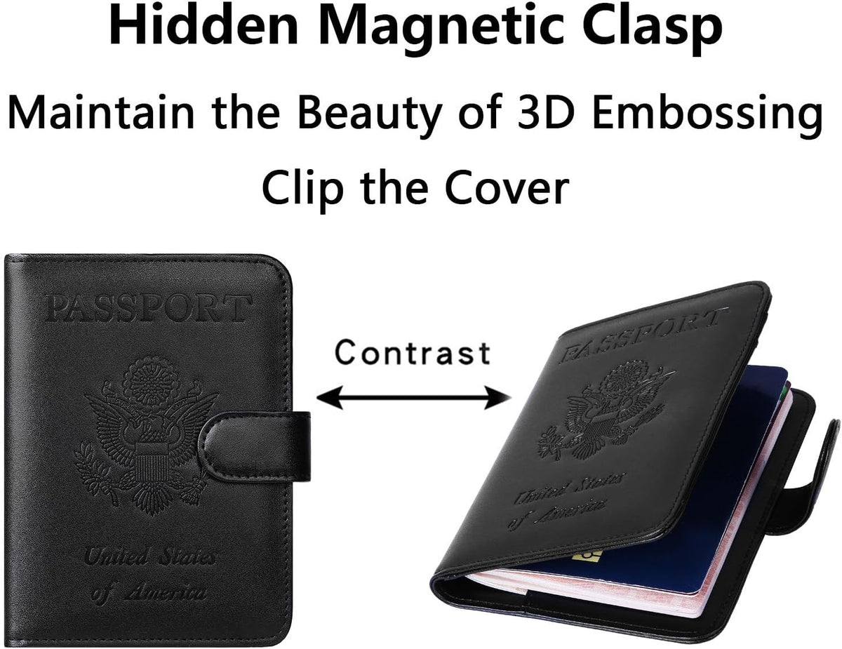 Passport Holder Cover Wallet RFID Blocking Leather Card Case Travel Accessories for Women Men (Pink)