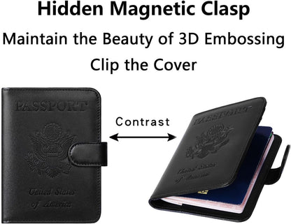 Passport Holder Cover Wallet RFID Blocking Leather Card Case Travel Accessories for Women Men (Pink)