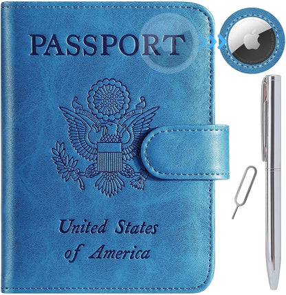 Passport Holder Cover Wallet RFID Blocking Leather Card Case Travel Accessories for Women Men (Pink)