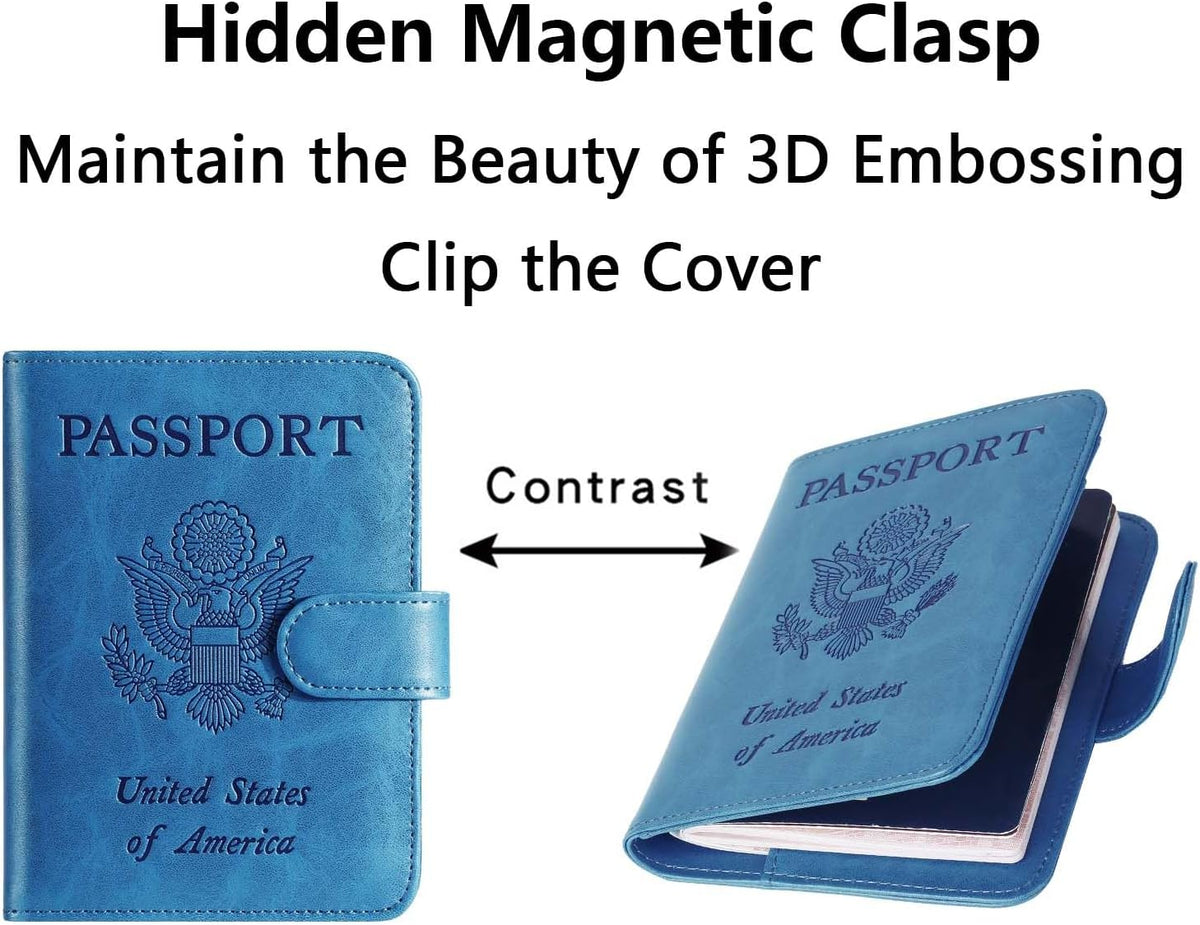 Passport Holder Cover Wallet RFID Blocking Leather Card Case Travel Accessories for Women Men (Pink)