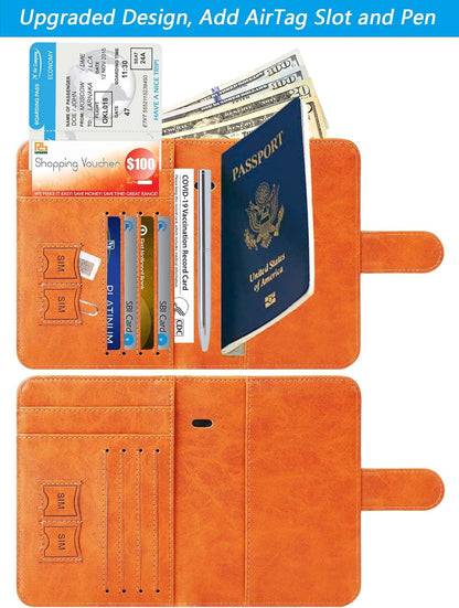 Passport Holder Cover Wallet RFID Blocking Leather Card Case Travel Accessories for Women Men (Pink)