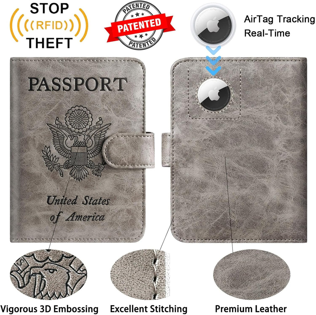 Passport Holder Cover Wallet RFID Blocking Leather Card Case Travel Accessories for Women Men (Pink)