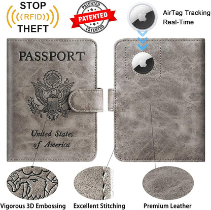 Passport Holder Cover Wallet RFID Blocking Leather Card Case Travel Accessories for Women Men (Pink)