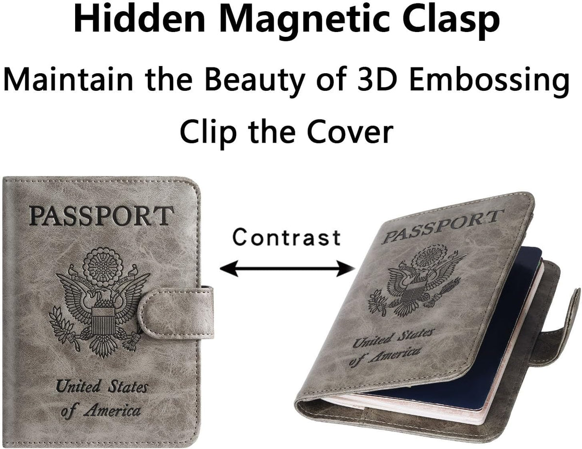 Passport Holder Cover Wallet RFID Blocking Leather Card Case Travel Accessories for Women Men (Pink)