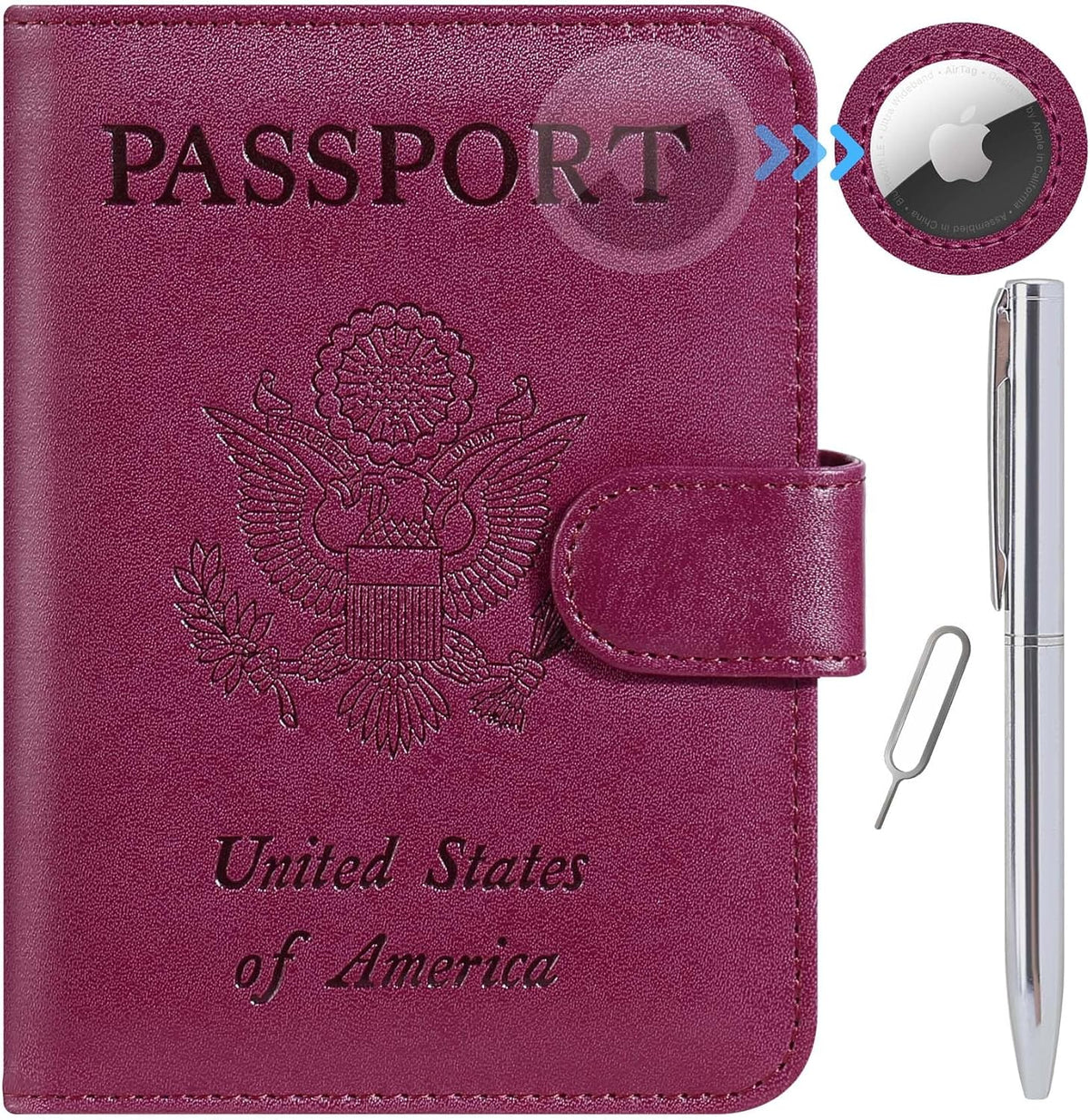 Passport Holder Cover Wallet RFID Blocking Leather Card Case Travel Accessories for Women Men (Pink)
