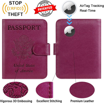 Passport Holder Cover Wallet RFID Blocking Leather Card Case Travel Accessories for Women Men (Pink)