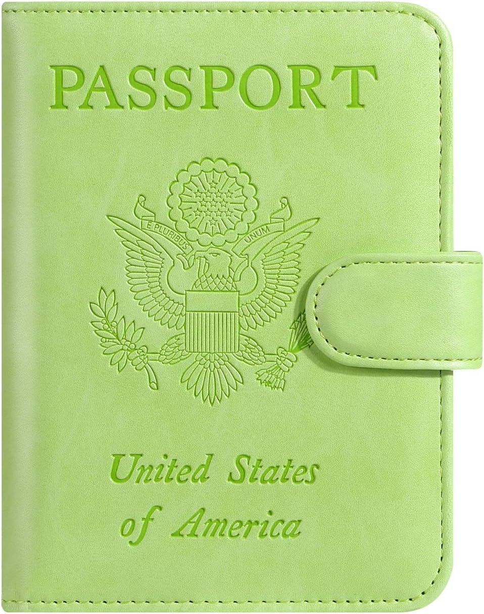 Passport Holder Cover Wallet RFID Blocking Leather Card Case Travel Accessories for Women Men (Pink)