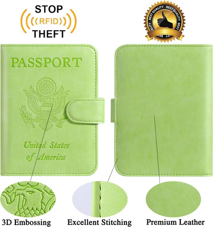 Passport Holder Cover Wallet RFID Blocking Leather Card Case Travel Accessories for Women Men (Pink)