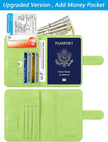 Passport Holder Cover Wallet RFID Blocking Leather Card Case Travel Accessories for Women Men (Pink)
