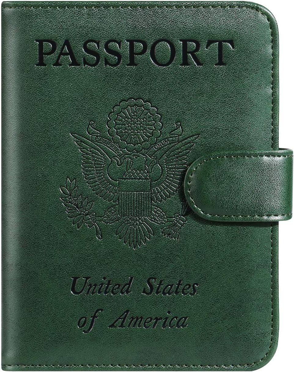 Passport Holder Cover Wallet RFID Blocking Leather Card Case Travel Accessories for Women Men (Pink)