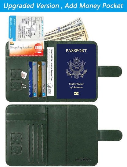 Passport Holder Cover Wallet RFID Blocking Leather Card Case Travel Accessories for Women Men (Pink)